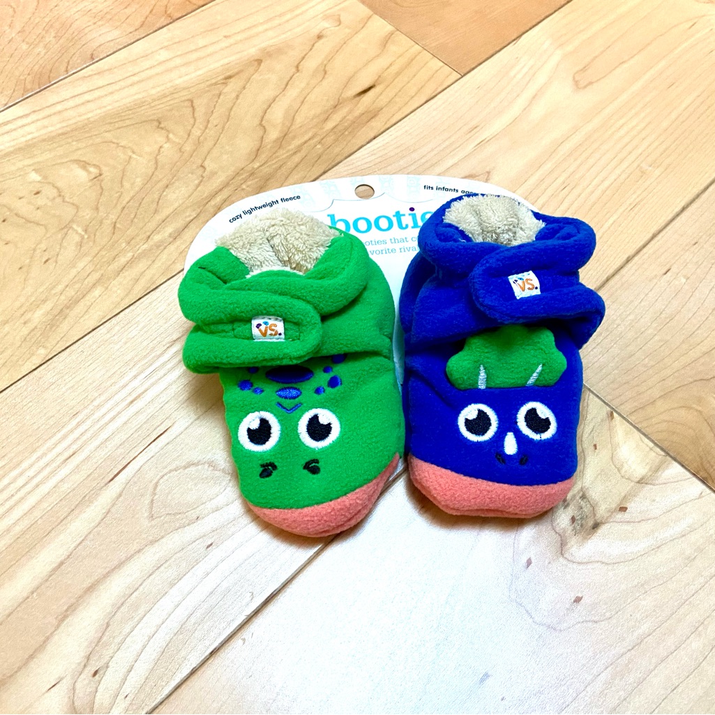 Pals Fleece Cute Green And Blue Dinosaur Baby Booties 6-12m Baby Booties New